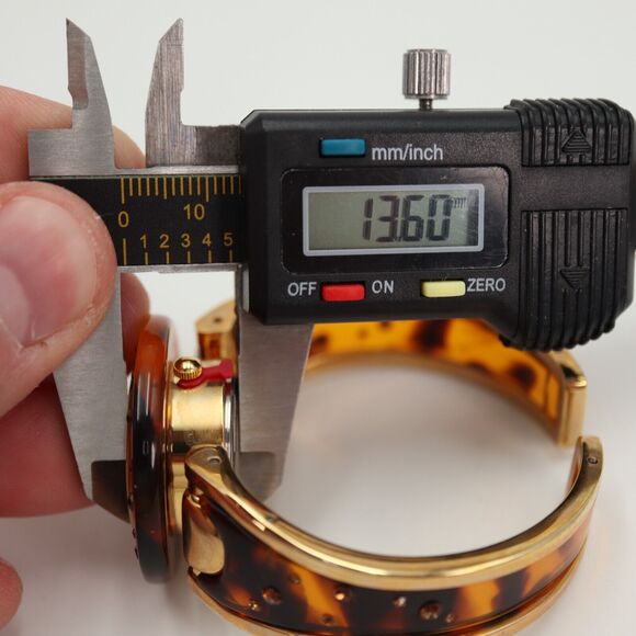 Ashley Princess Womens Watch MOP Dial Tortoise Jewel Bezel Cuff Bracelet Working - Picture 3 of 13